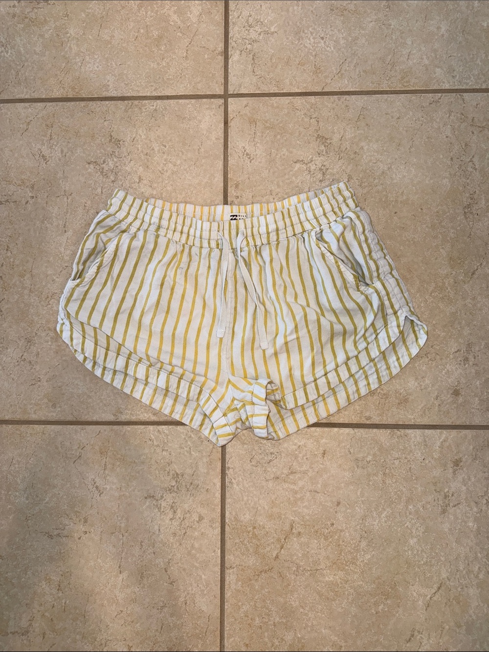 Billabong Yellow & White Striped Women’s Casual Shorts
